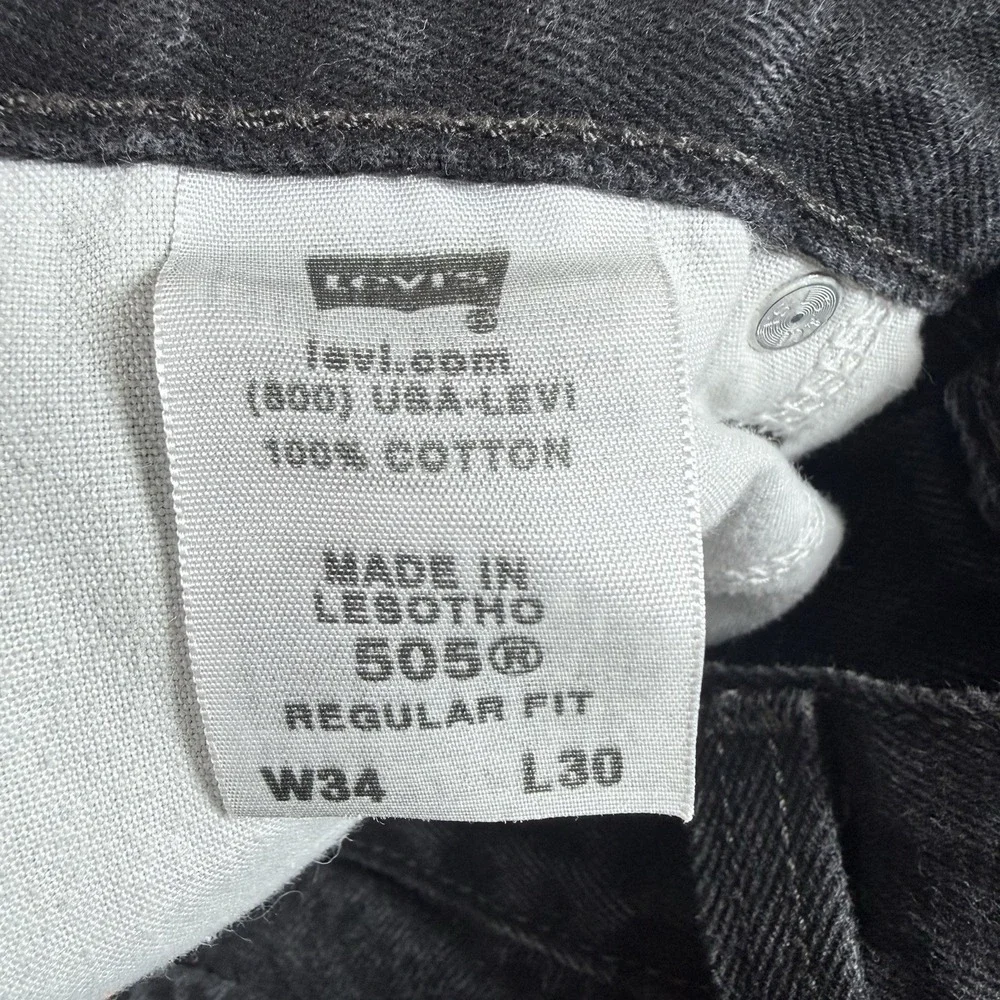 Y2K Levi's 505 Jeans Men's 34x30 Black Denim‎ Straight Leg